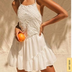 WHITE EYELET LACE DRESS